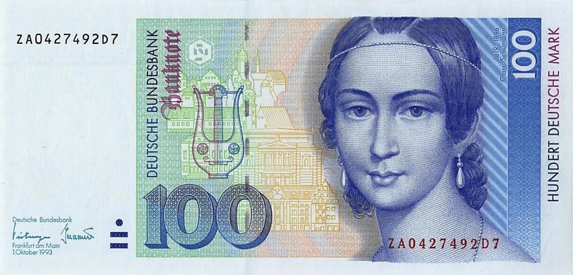 Front of German Federal Republic p41r: 100 Deutsche Mark from 1993