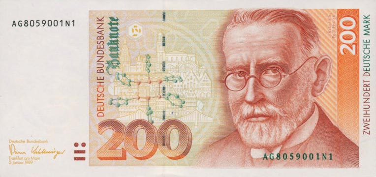 Front of German Federal Republic p42a: 200 Deutsche Mark from 1989