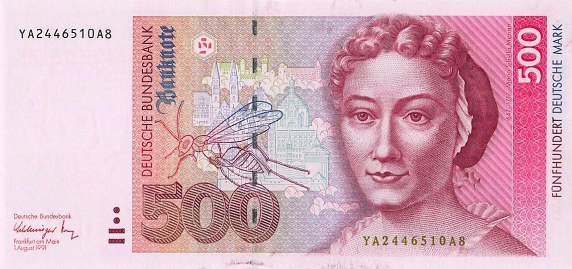 Front of German Federal Republic p43r: 500 Deutsche Mark from 1991