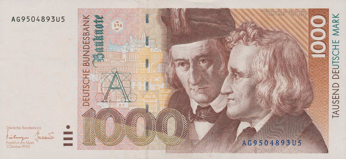 Front of German Federal Republic p44b: 1000 Deutsche Mark from 1993
