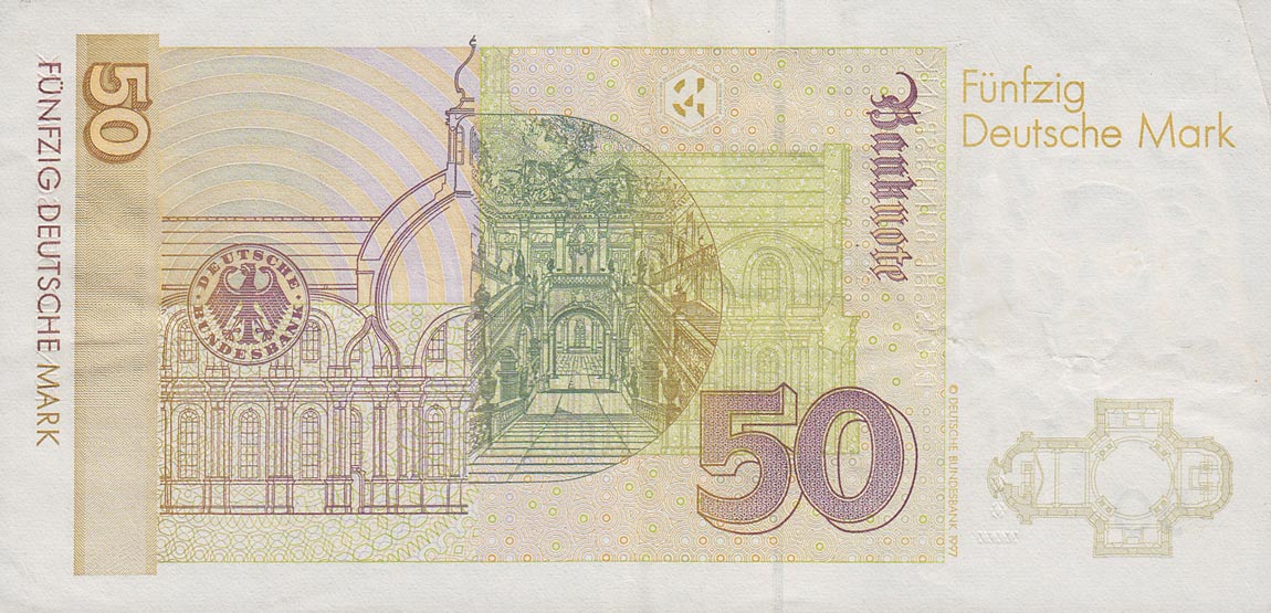 Back of German Federal Republic p45: 50 Deutsche Mark from 1996