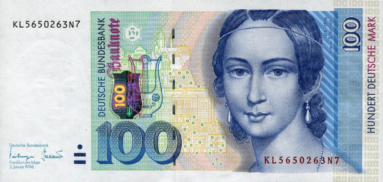 Front of German Federal Republic p46: 100 Deutsche Mark from 1996