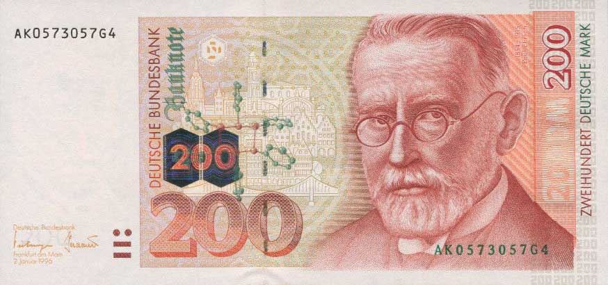 Front of German Federal Republic p47: 200 Deutsche Mark from 1996