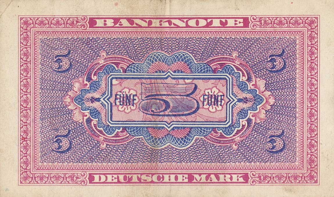 Back of German Federal Republic p4b: 5 Deutsche Mark from 1948