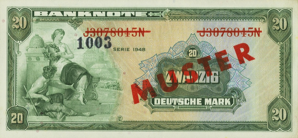 Front of German Federal Republic p6s2: 20 Deutsche Mark from 1948