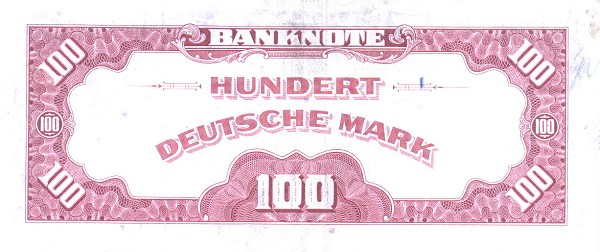 Back of German Federal Republic p8a: 100 Deutsche Mark from 1948