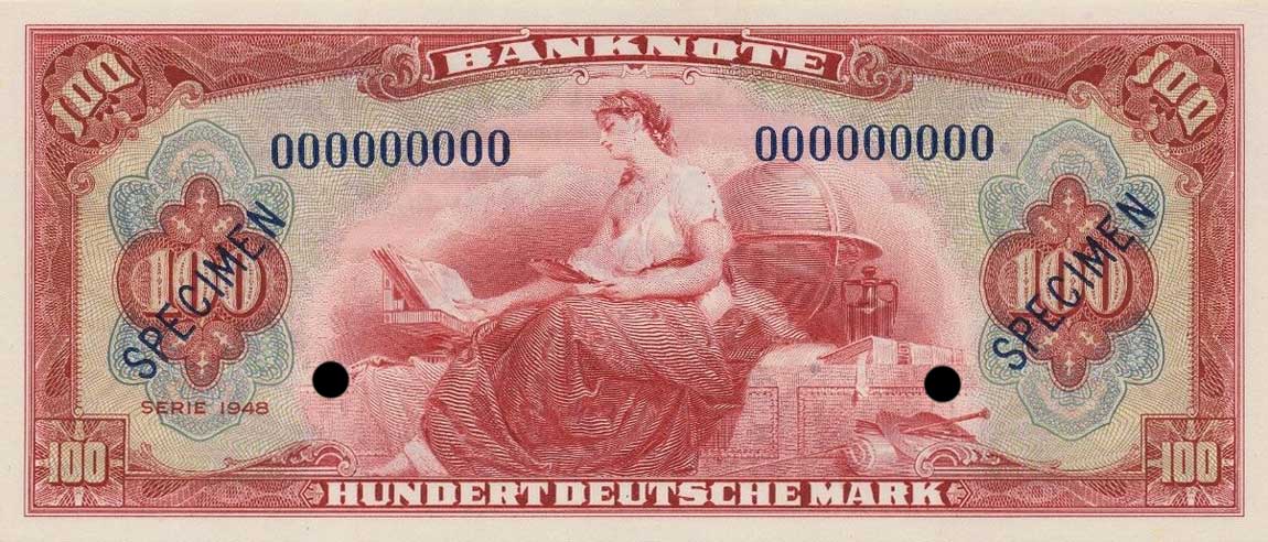 Front of German Federal Republic p8s3: 100 Deutsche Mark from 1948