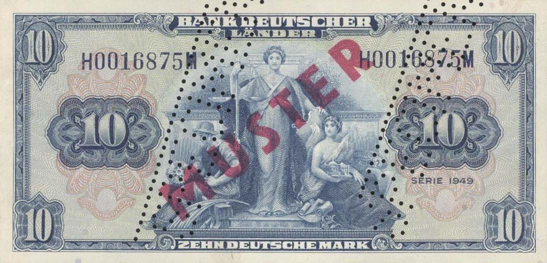 Front of German Federal Republic p16s2: 10 Deutsche Mark from 1949