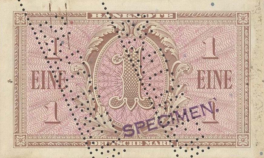 Back of German Federal Republic p2s1: 1 Deutsche Mark from 1948