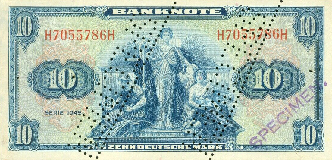 Front of German Federal Republic p5s1: 10 Deutsche Mark from 1948