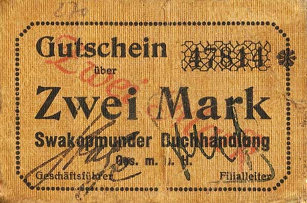 Front of German South West Africa p15b: 2 Mark from 1916