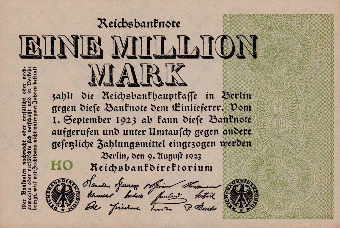 Front of Germany p102c: 1000000 Mark from 1923