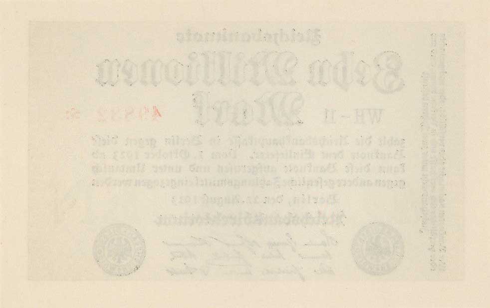 Back of Germany p106c: 10000000 Mark from 1923