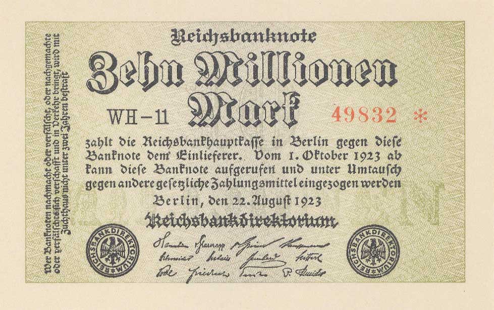 Front of Germany p106c: 10000000 Mark from 1923