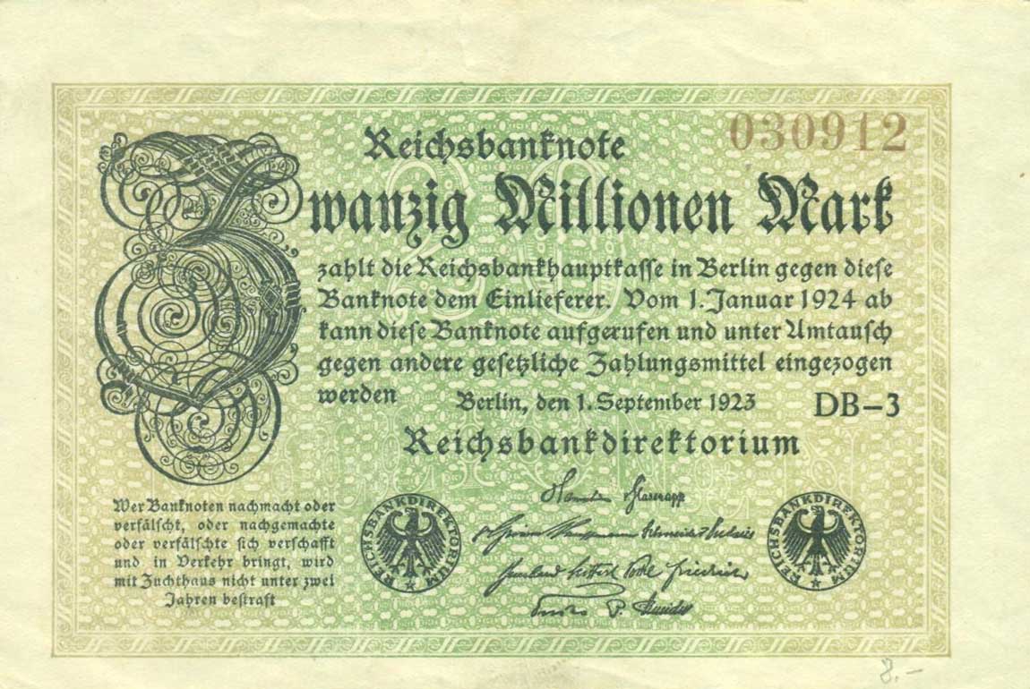 Front of Germany p108a: 20000000 Mark from 1923