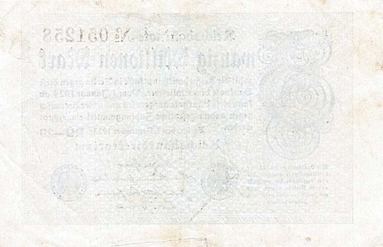 Back of Germany p108b: 20000000 Mark from 1923