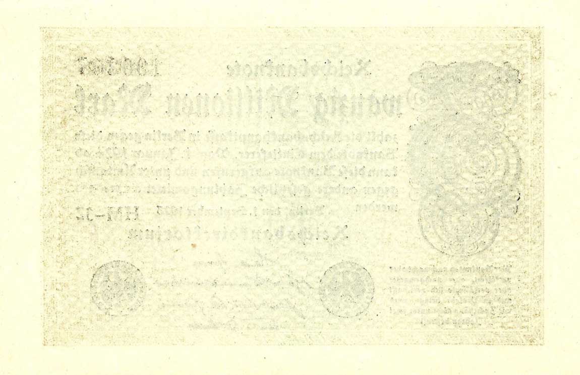 Back of Germany p108d: 20000000 Mark from 1923