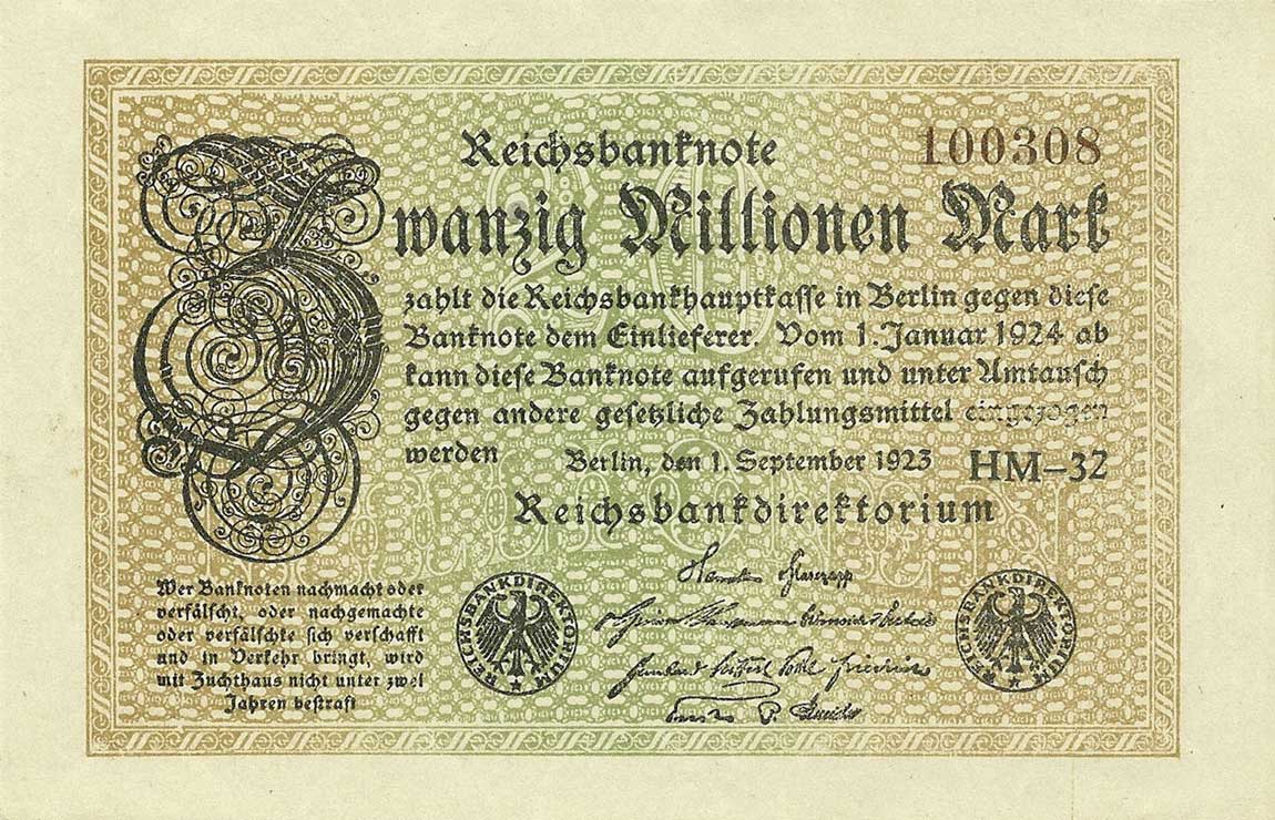 Front of Germany p108d: 20000000 Mark from 1923