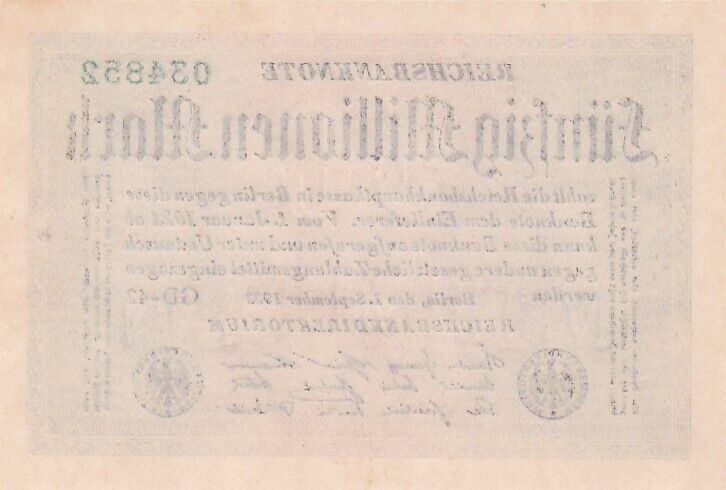 Back of Germany p109e: 50000000 Mark from 1923