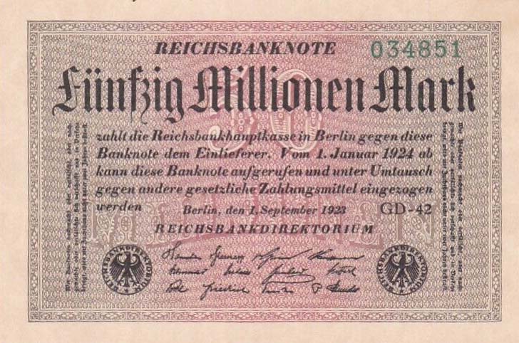 Front of Germany p109e: 50000000 Mark from 1923