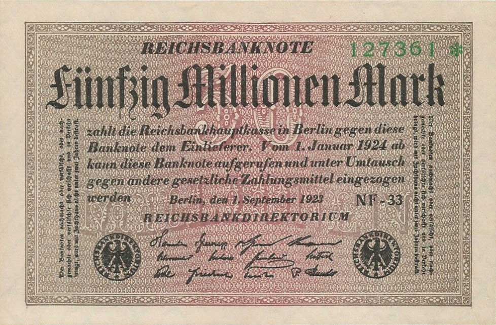 Front of Germany p109f: 50000000 Mark from 1923