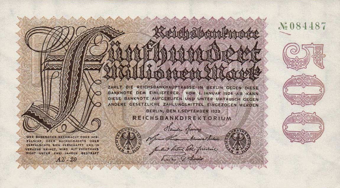 Front of Germany p110a: 500000000 Mark from 1923