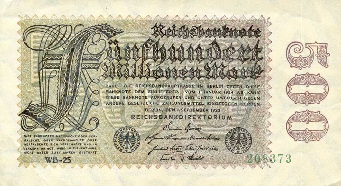 Front of Germany p110f: 500000000 Mark from 1923