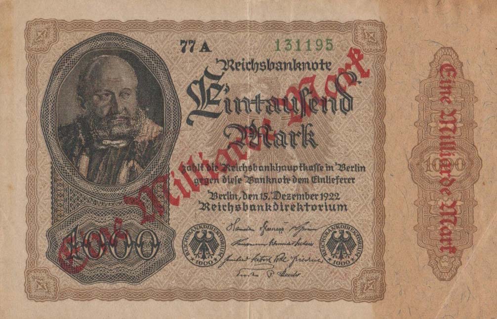 Front of Germany p113b: 1000000000 Mark from 1923