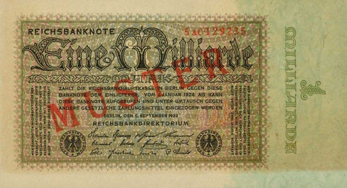 Front of Germany p114s: 1000000000 Mark from 1923
