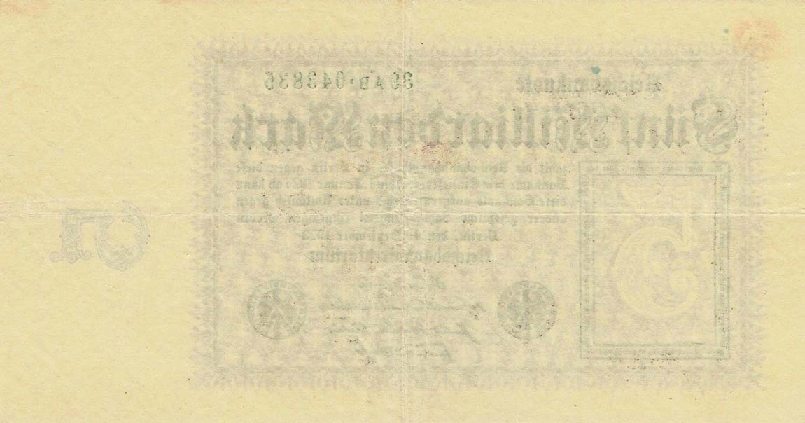 Back of Germany p115b: 50000000000 Mark from 1923