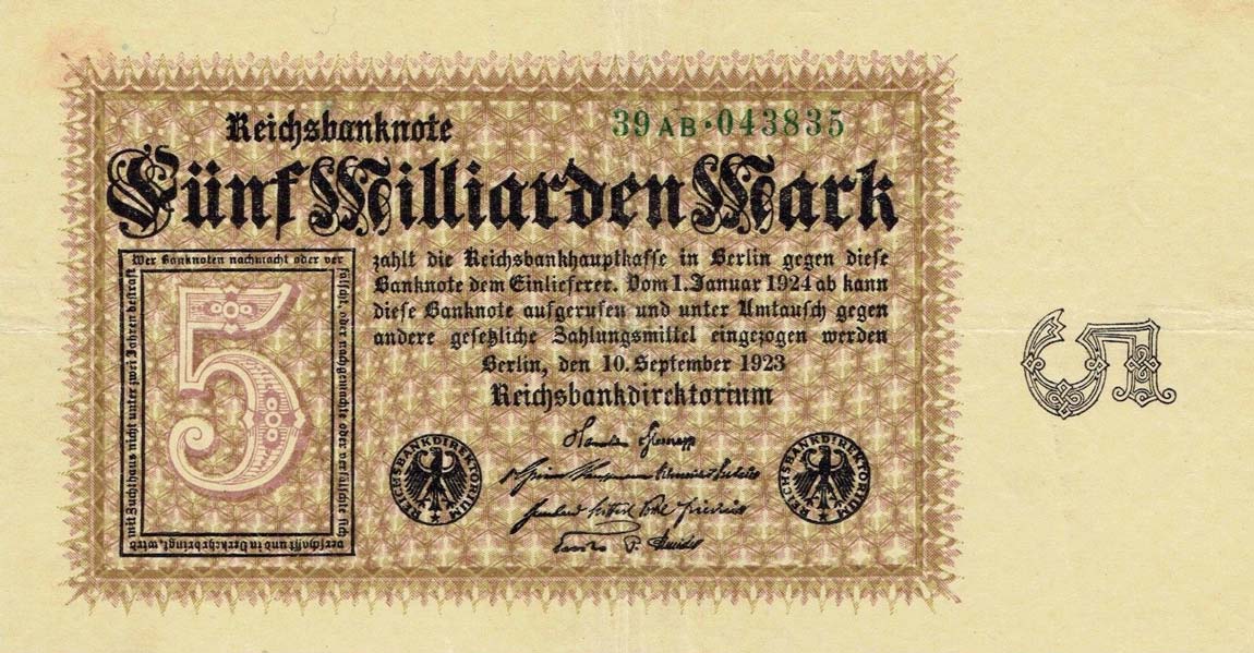 Front of Germany p115b: 50000000000 Mark from 1923