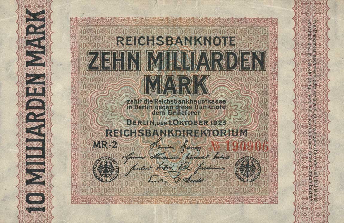 Front of Germany p117a: 10000000000 Mark from 1923