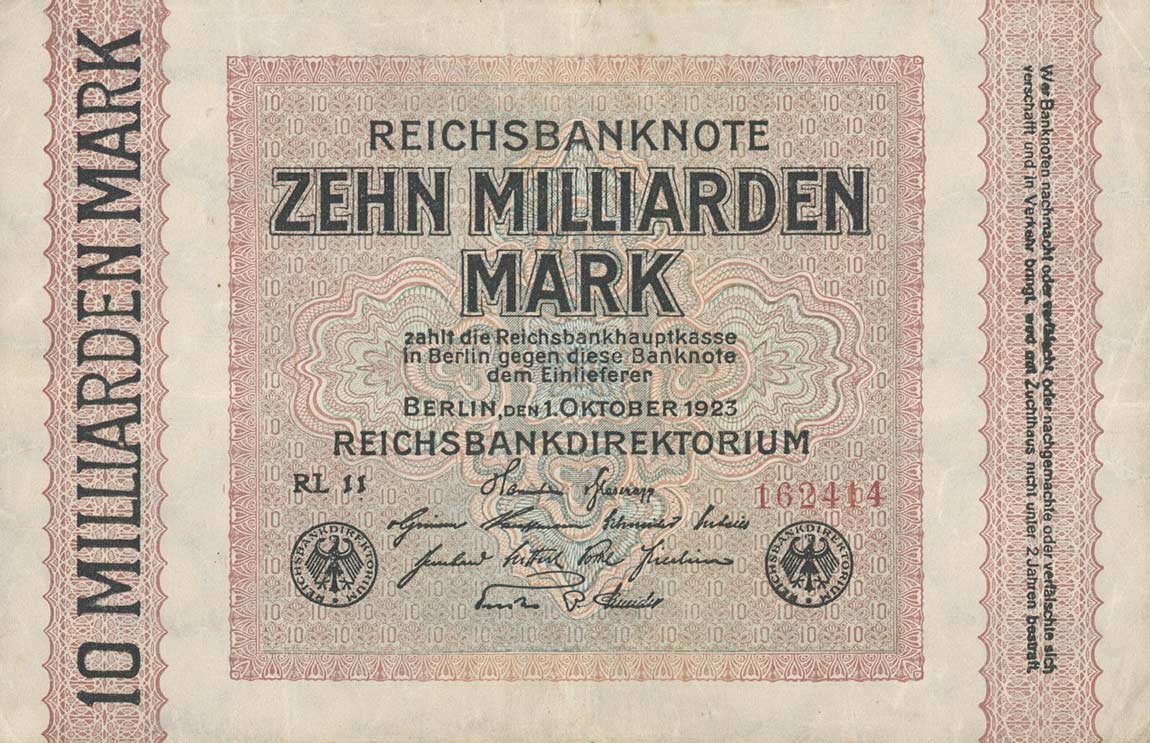 Front of Germany p117c: 10000000000 Mark from 1923