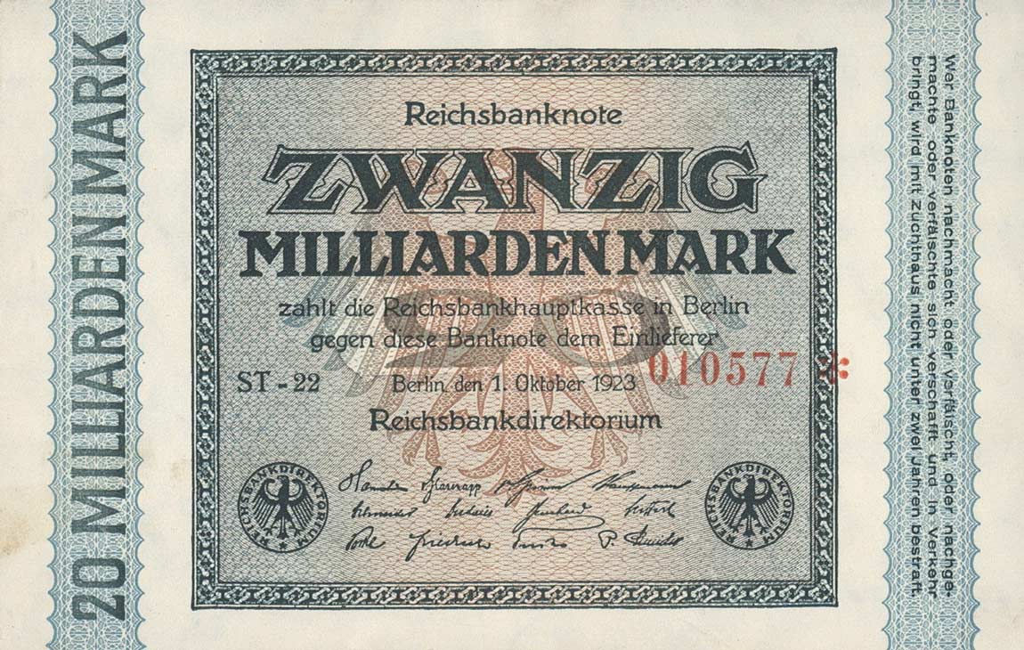 Front of Germany p118b: 20000000000 Mark from 1923