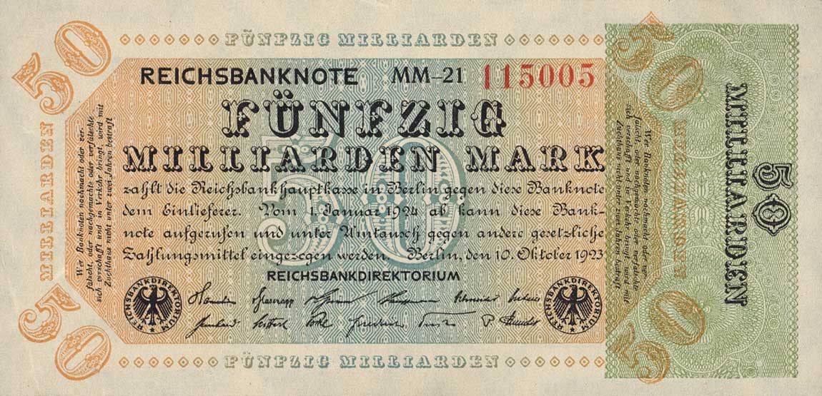 Front of Germany p120a: 50000000000 Mark from 1923