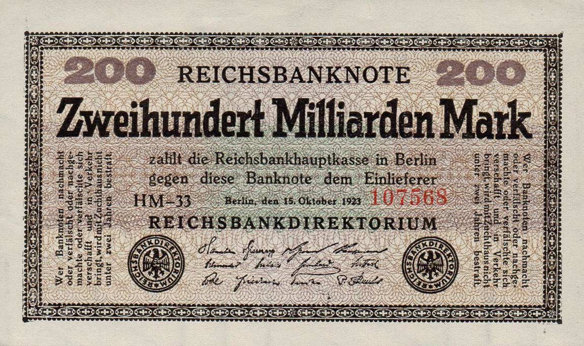 Front of Germany p121a: 200000000000 Mark from 1923