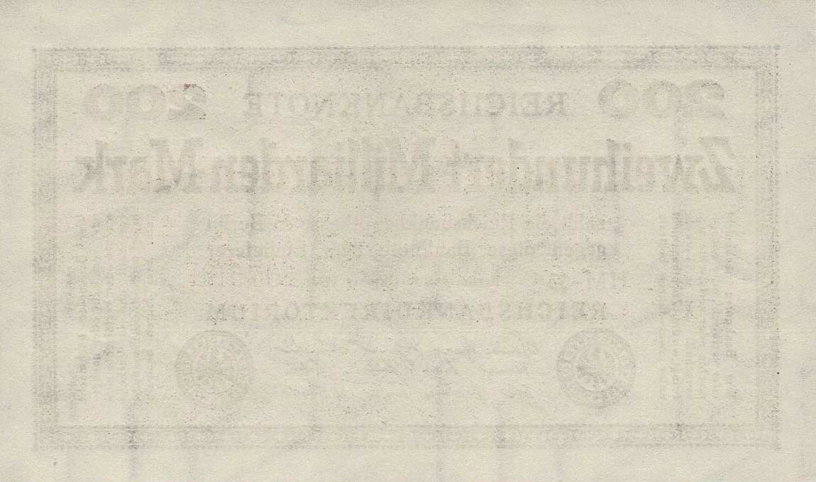 Back of Germany p121b: 200000000000 Mark from 1923