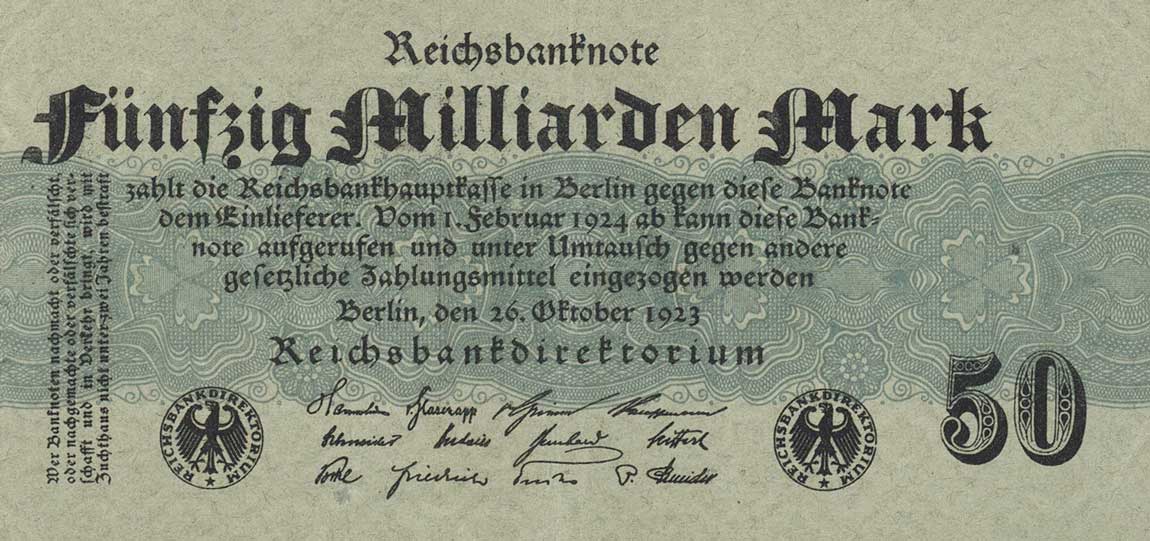 Front of Germany p125b: 50000000000 Mark from 1923