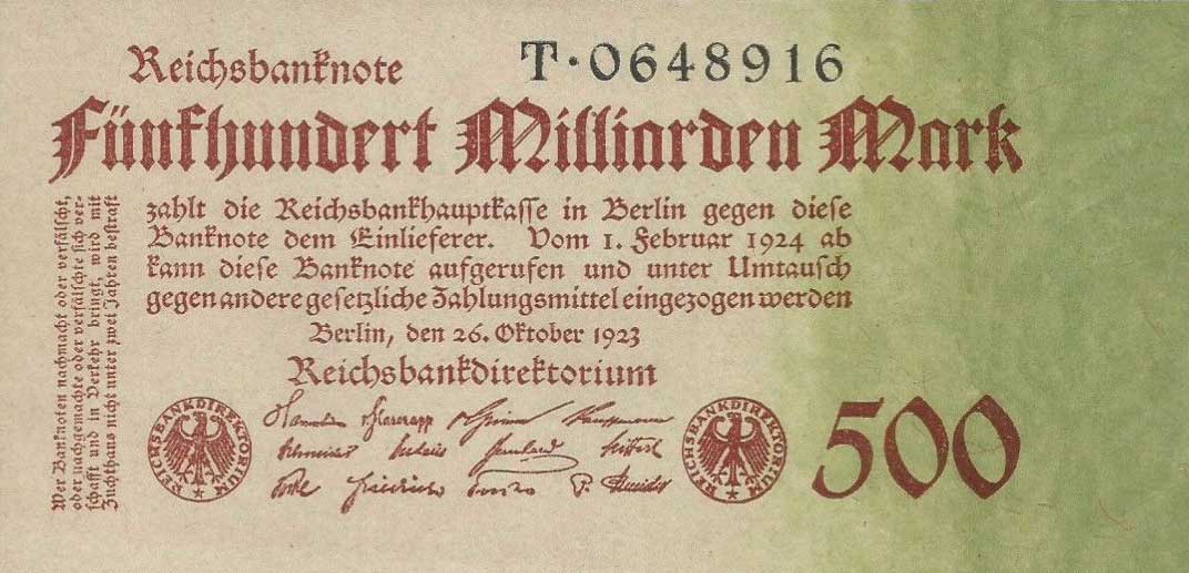 Front of Germany p127a: 500000000000 Mark from 1923