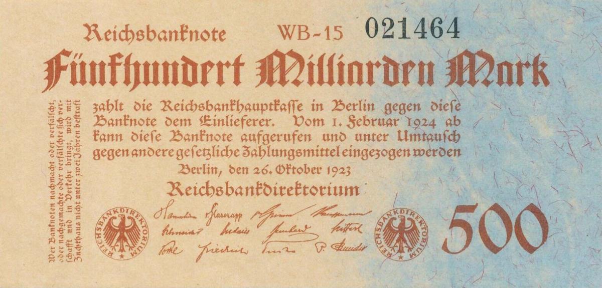 Front of Germany p127b: 500000000000 Mark from 1923