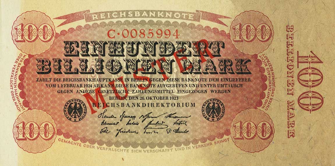 Front of Germany p128s: 100000000000000 Mark from 1923