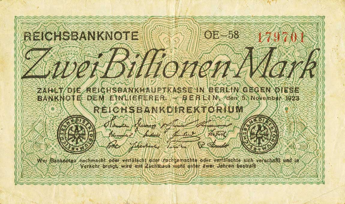 Front of Germany p135b: 2000000000000 Mark from 1923