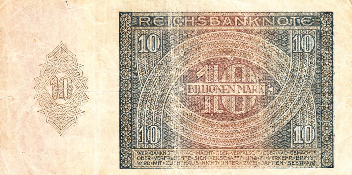 Back of Germany p137a: 10000000000000 Mark from 1924