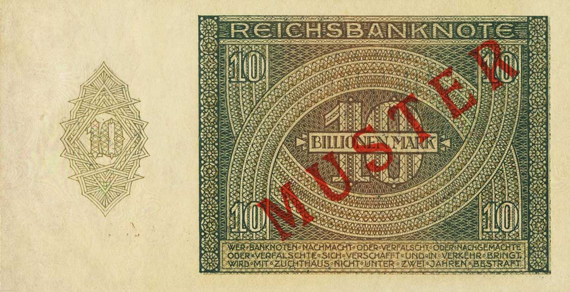 Back of Germany p137s: 10000000000000 Mark from 1924