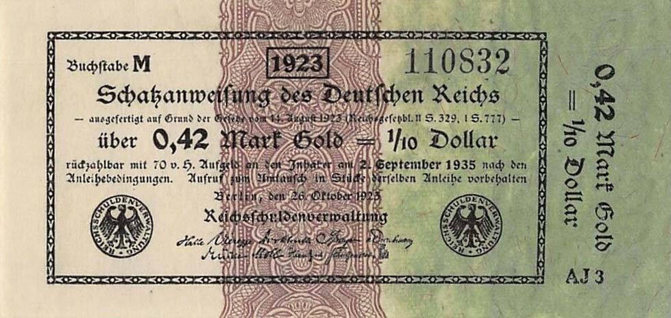 Front of Germany p152: 0.42 Goldmark from 1923