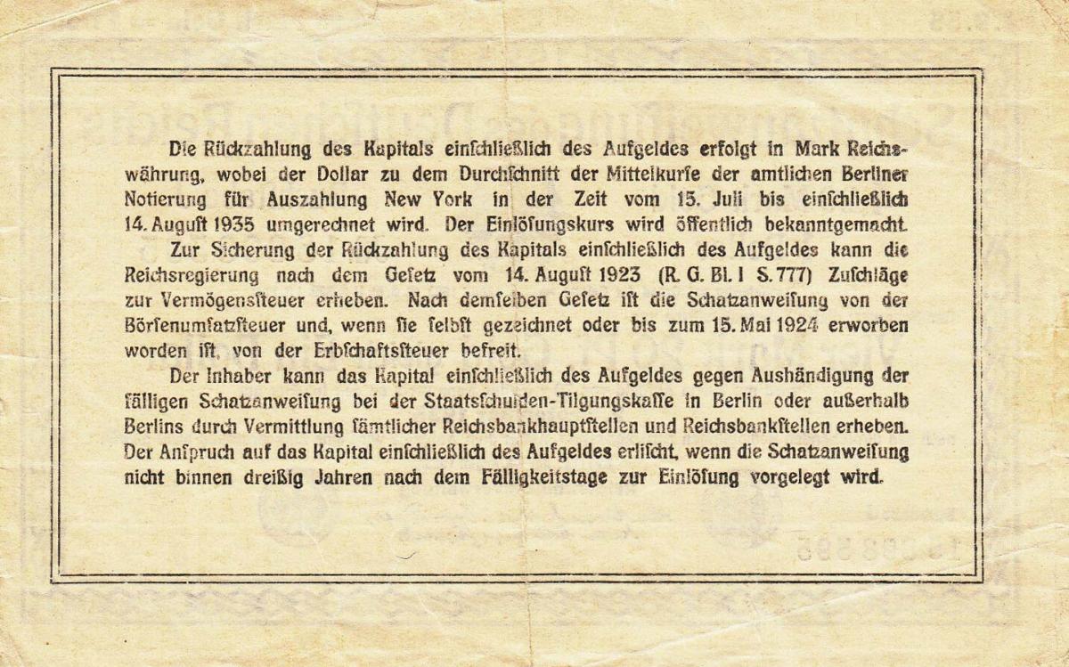Back of Germany p158b: 4.2 Goldmark from 1923