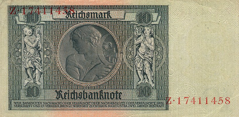 Back of Germany p180a: 10 Reichsmark from 1929