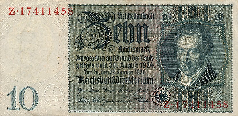 Front of Germany p180a: 10 Reichsmark from 1929