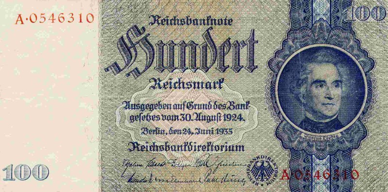 Front of Germany p183a: 100 Reichsmark from 1935