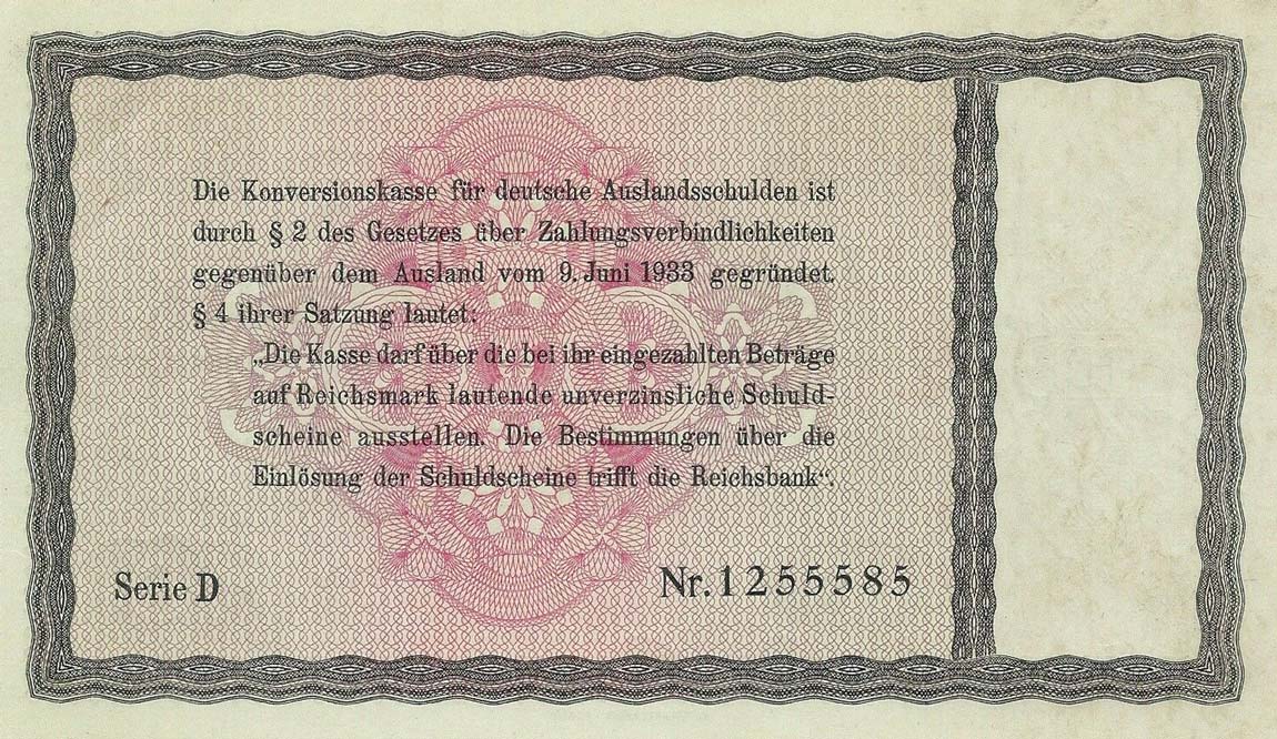 Back of Germany p200a: 10 Reichsmark from 1933